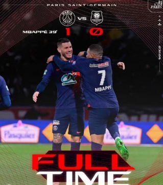 法国杯-巴黎1-0雷恩晋级决赛将对阵里昂 姆巴佩失点+中框+制胜球