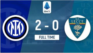 意甲-国米2-0完胜莱切4连胜4分领跑 比塞克处子球+中框阿瑙助攻巴雷拉