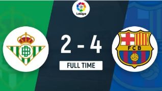 西甲-巴萨4-2战胜贝蒂斯距榜首7分 费兰戴帽菲利克斯破门伊斯科双响