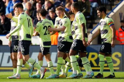 英超-曼城1-0小胜莱斯特城暂登顶 丁丁无解任意球制胜