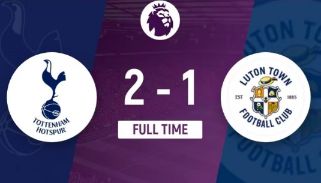 英超-热刺2-1卢顿升第4 孙兴慜86分钟绝杀+一脚射门中两柱