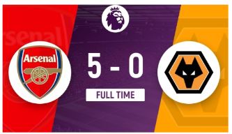 英超-阿森纳5-0完胜狼队 扎卡3分钟2球萨卡破门热苏斯传射
