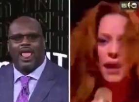 原来你是酱紫的奥胖！奥尼尔模仿夏奇拉吐舌头