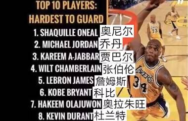 这排名合理吧？NBA历史十大最难防球员 奥胖力压乔丹
